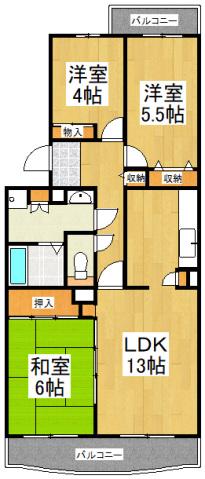 コーポレート東所沢(3LDK/2階)の間取り写真