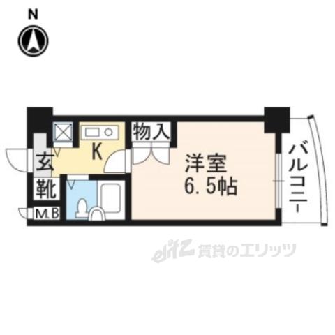 ジョイフル紫野(1K/6階)の間取り写真