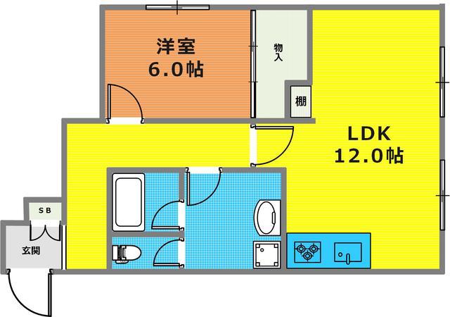 御影城ノ前パーク・ハイム(1LDK/1階)の間取り写真