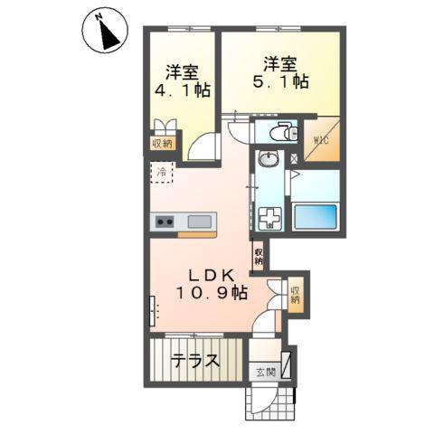 パドレ ムールトメスク(2LDK/1階)の間取り写真