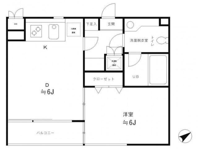 レジディア笹塚(1DK/4階)の間取り写真