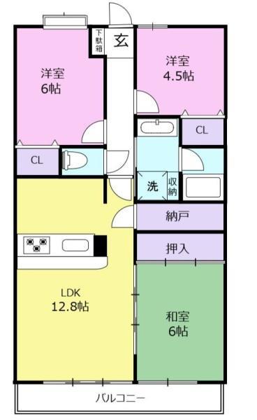 藤和シティコープ三河安城(3LDK/5階)の間取り写真