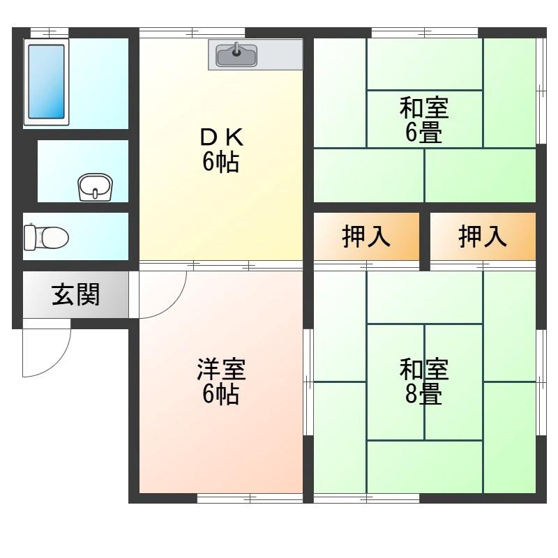 イイダハイツ(3DK/2階)の間取り写真