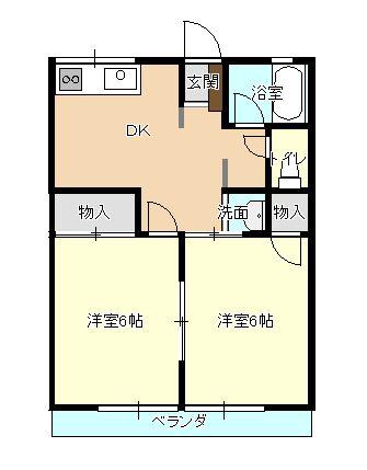 ＪＲ東北本線 黒磯駅 徒歩41分 2階建 築34年(2DK/2階)の間取り写真