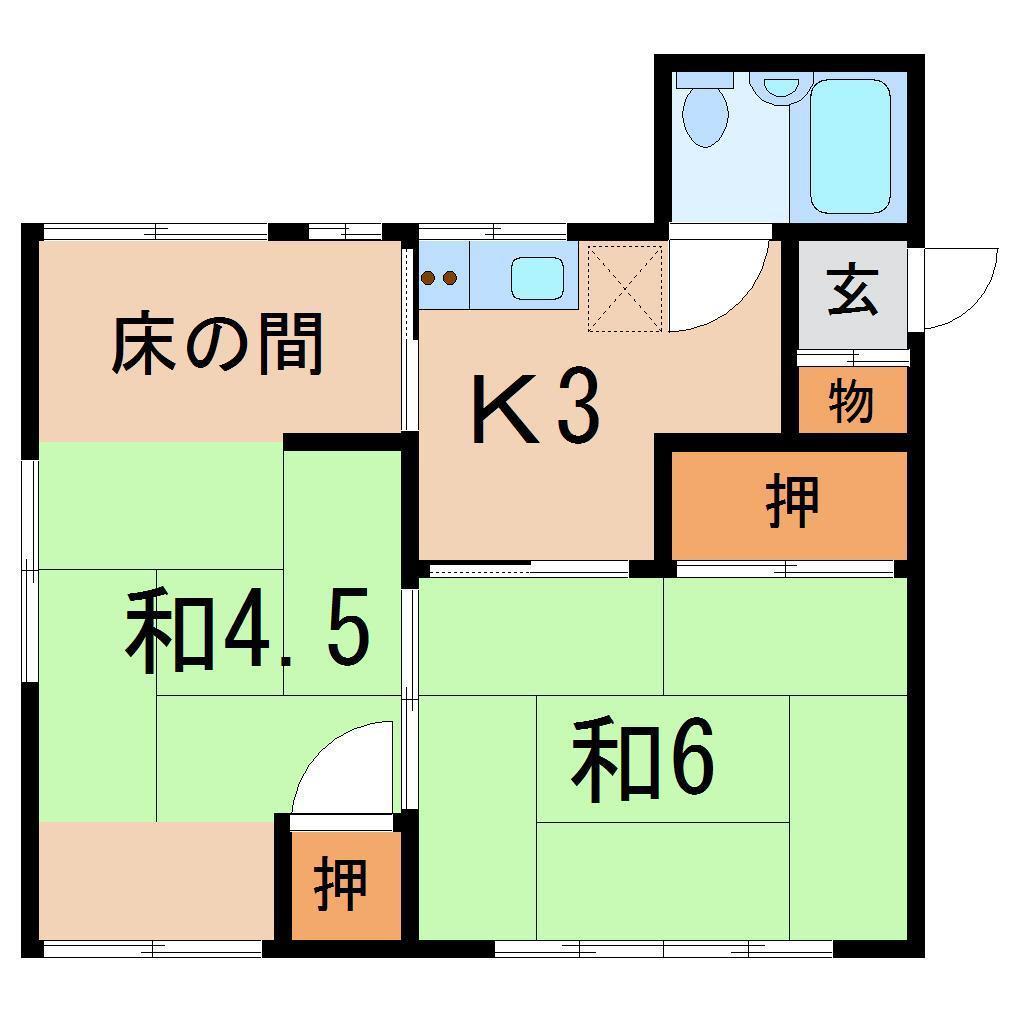 第一野興ハウス(2K/2階)の間取り写真