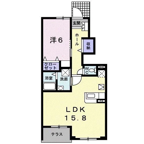 メリー・プラッツ I(1LDK/1階)の間取り写真