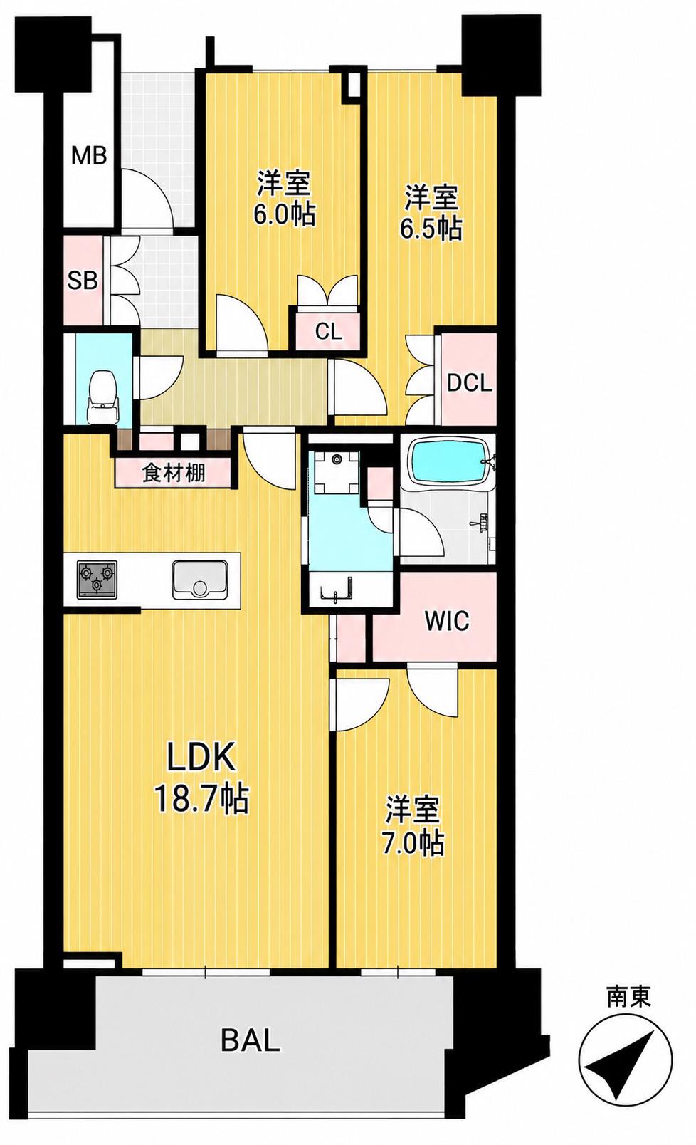 HARUMI FLAG PARK VILLAGE E棟(3LDK/15階)の間取り写真