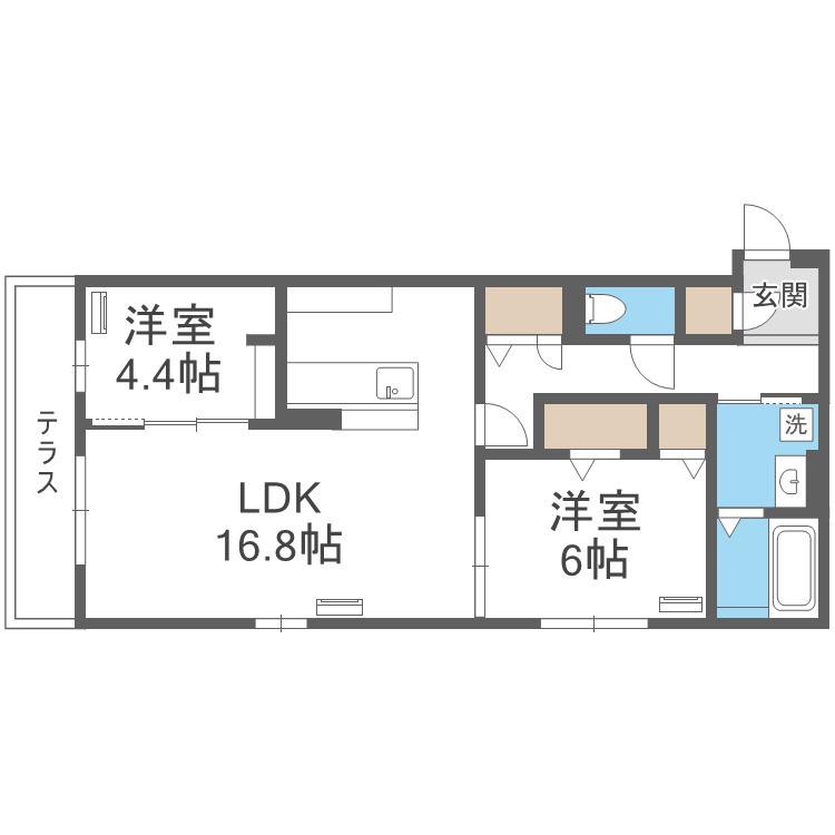 ルシェーナ西田辺(2LDK/3階)の間取り写真