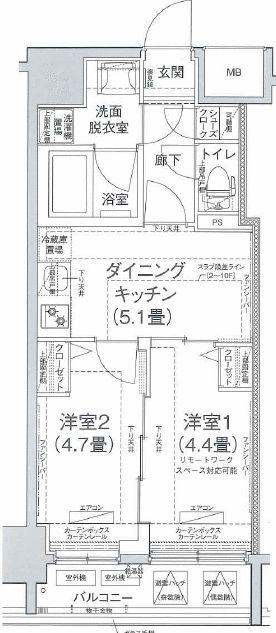 アイル プレミアム池袋ノルド(2DK/10階)の間取り写真