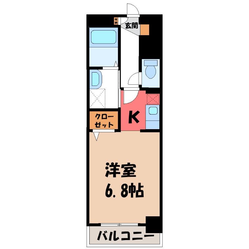 アルドーレ(1K/4階)の間取り写真