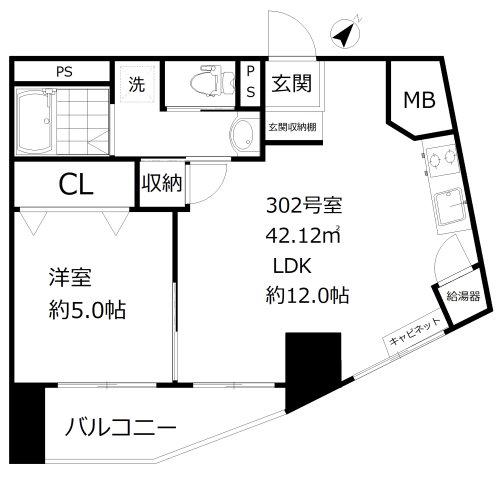 ハイライフ恵比寿(1LDK/3階)の間取り写真