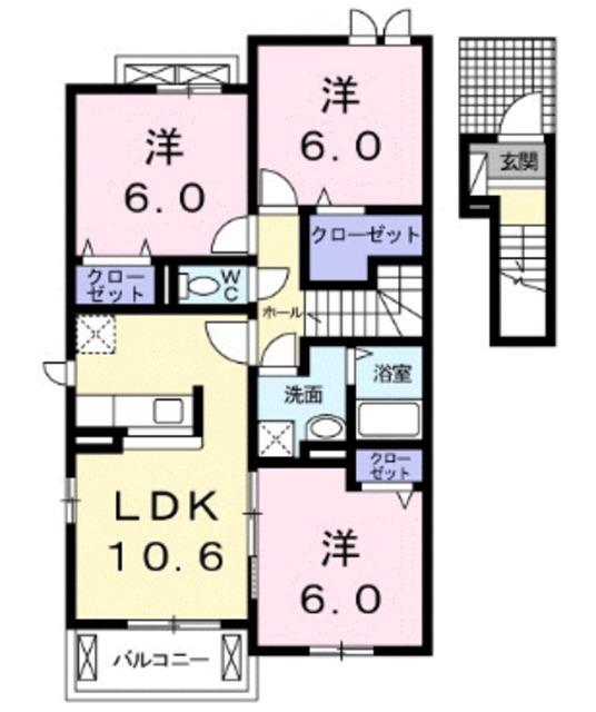 ルガート(3LDK/2階)の間取り写真