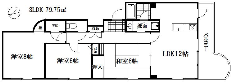 プラザ森北(3LDK/1階)の間取り写真
