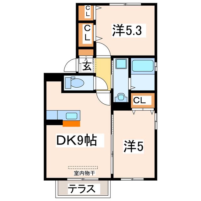 ウィットビオトープ(2DK/1階)の間取り写真