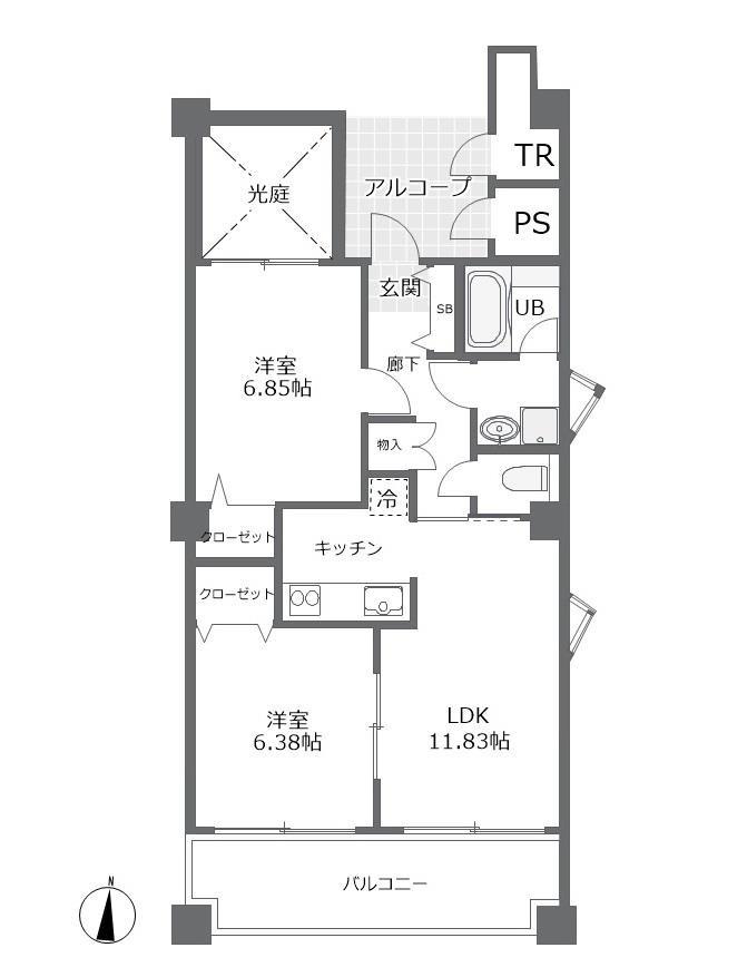 ラトナ東口ビル(2LDK/5階)の間取り写真