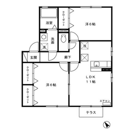 プログレス中山吉成(2LDK/1階)の間取り写真