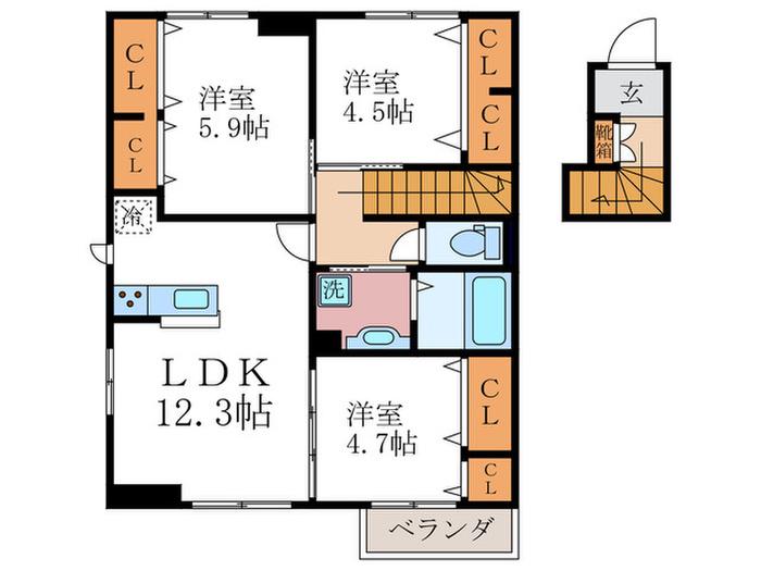 パークヒル岩倉(3LDK/2階)の間取り写真