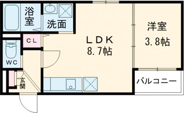 GRAND SUWA(1LDK/2階)の間取り写真