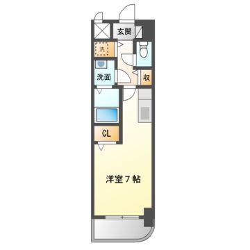 ヴァレ谷上(1K/4階)の間取り写真