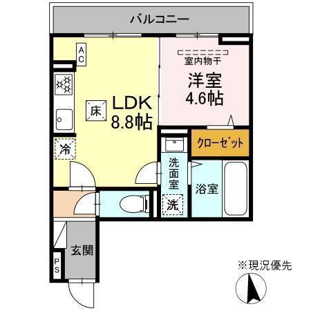 D PAINA 日吉本町II(1LDK/1階)の間取り写真