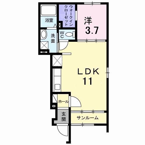 バーミィガーデンII(1LDK/1階)の間取り写真