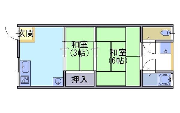 丘の上のラ・シエル(2K/2階)の間取り写真