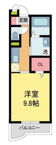 ランデュール逆瀬川(1K/2階)の間取り写真