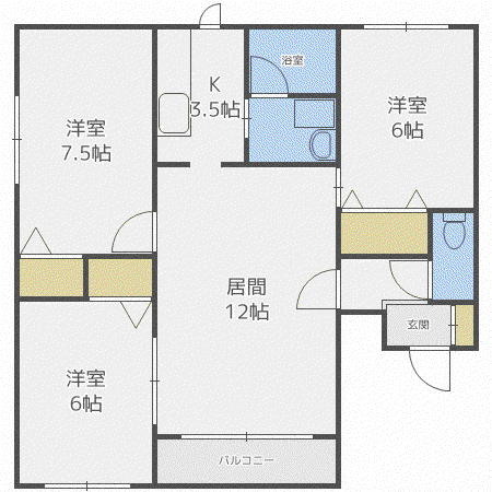 フロンティアS27(3LDK/3階)の間取り写真