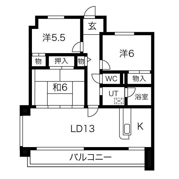 エステート松尾III(3LDK/2階)の間取り写真