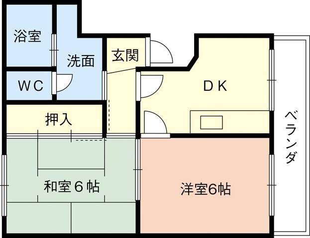 嶋本マンション(2DK/3階)の間取り写真