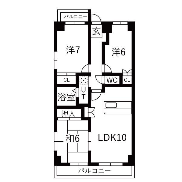 シャトー小沢(3LDK/3階)の間取り写真