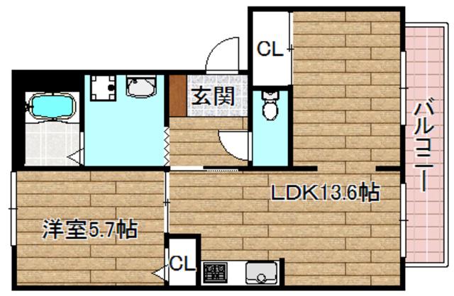 ラフィーネ水無瀬(1LDK/1階)の間取り写真