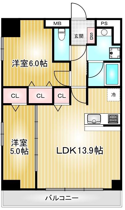 グランディール上前津(2LDK/10階)の間取り写真