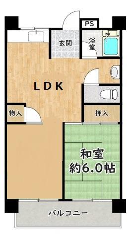 ハイツ米屋(1LDK/2階)の間取り写真