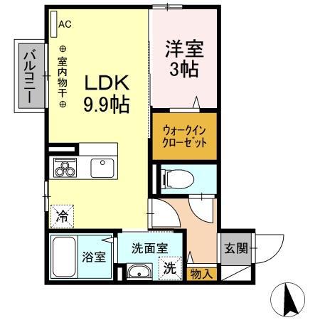 ストロベリー(1LDK/2階)の間取り写真