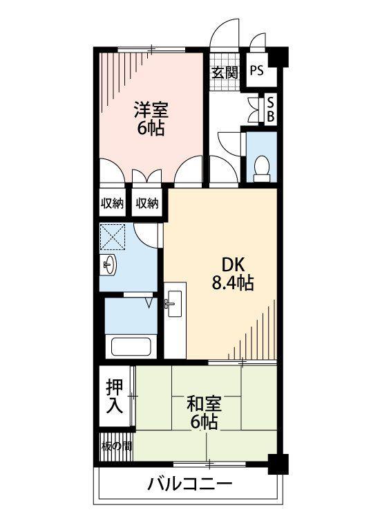 エステシオン東所沢(2DK/2階)の間取り写真