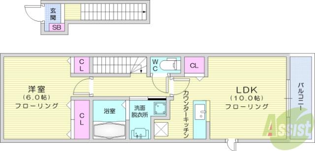BELQUARTETTOⅢ(1LDK/2階)の間取り写真