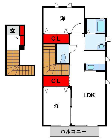 ベルセゾン(2LDK/2階)の間取り写真