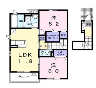 ラルーシュ(2LDK/2階)の間取り写真