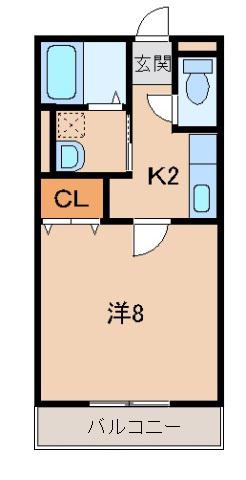 ＪＲ和歌山線 名手駅 徒歩9分 2階建 築27年(1K/2階)の間取り写真