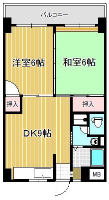コーポおおみ(2DK/2階)の間取り写真