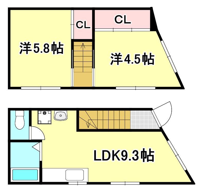 ノベラ篠原北町(2DK/1階)の間取り写真