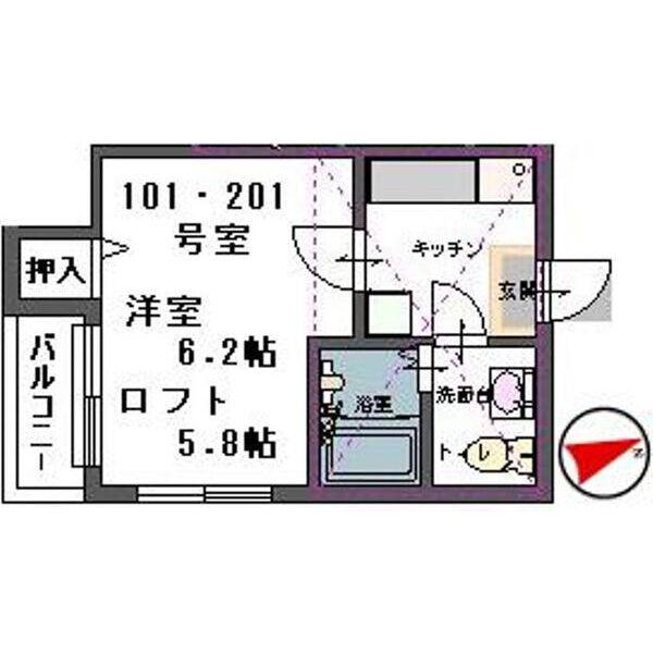 ロフトハウス石名坂(1K/1階)の間取り写真