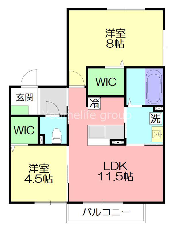 セジュール沼田(2LDK/2階)の間取り写真