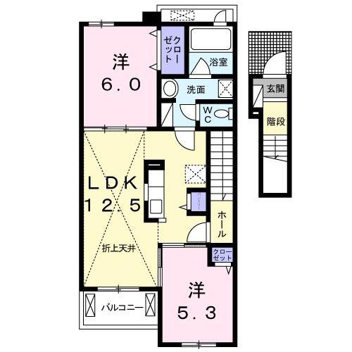 フォーリアII(2LDK/2階)の間取り写真