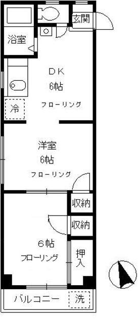 プリムヴェール阿佐ヶ谷(2DK/1階)の間取り写真