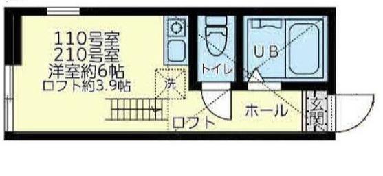 ユナイトミカサ末吉(ワンルーム/1階)の間取り写真