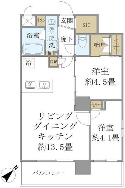 ステラコート川崎(2LDK/2階)の間取り写真