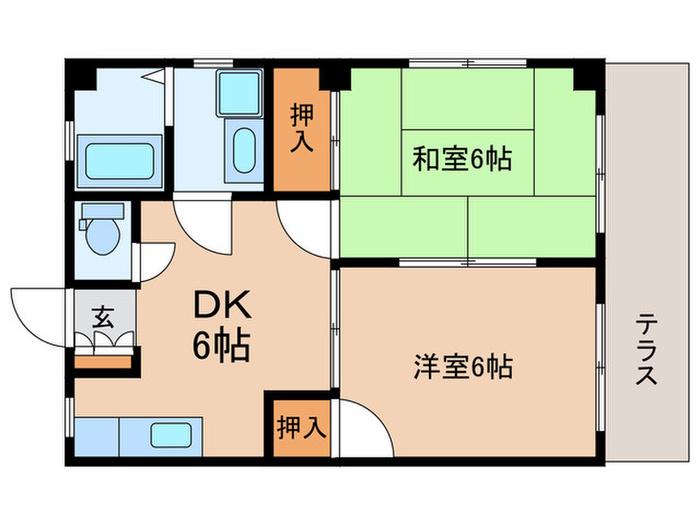 メゾン小川(2DK/1階)の間取り写真