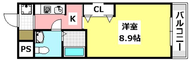 パストラル西中条(1K/2階)の間取り写真